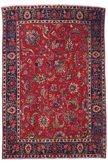 5X6 Handmade Vintage Turkish Area Rug – Floral Red