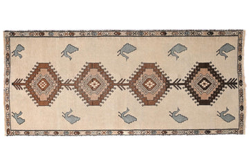 3x6 Handmade Turkish Vintage Tribal Rug | Beige Field with Geometric Medallions | Boho Rug, Antique Anatolian Rug | SHR-405 | From 1980