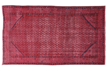 4x7 Handmade Turkish Vintage Tribal Rug | Faded Raspberry Field With Navy Frames | Boho Rug, Anatolian Rug | SHR601 | From 1970