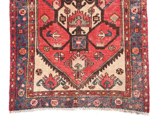 3x6 Handmade Turkish Vintage Tribal Rug | Animal Motifs And Geometric Centrepiece In Ivory | Boho Rug, Anatolian Rug | SHR607 | From 1970