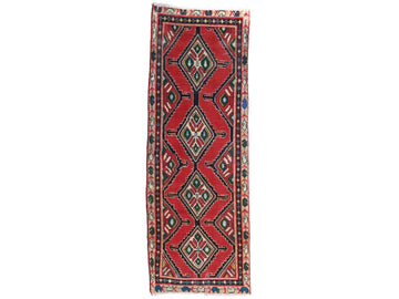 2x6 Handmade Turkish Vintage Tribal Rug | Red Field With Bold Geometric Diamond Patterns | Boho Rug, Anatolian Rug | SHR609 | From 1970