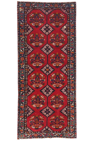 Vintage Hand Knotted Turkish Wool Rug – Geometric Red Area