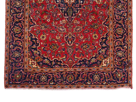 5x8 Handmade Turkish Vintage Tribal Rug | Burgundy Backdrop with Floral Navy Borders | Boho Rug, Antique Anatolian Rug | SHR-721 | From 1980