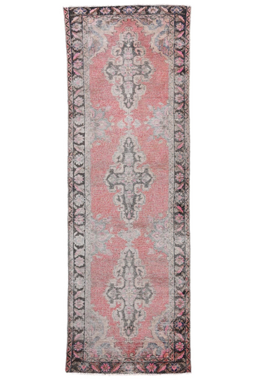 4X7 Handmade Vintage Turkish Area Rug – Faded Floral