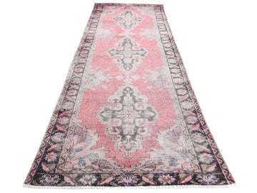 4x7 Handmade Turkish Vintage Tribal Rug | Faded Pink Field with Floral Medallions | Boho Rug, Antique Anatolian Rug| SHR-720 | From 1980