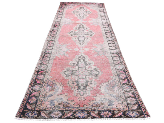 4x7 Handmade Turkish Vintage Tribal Rug | Faded Pink Field with Floral Medallions | Boho Rug, Antique Anatolian Rug| SHR-720 | From 1980