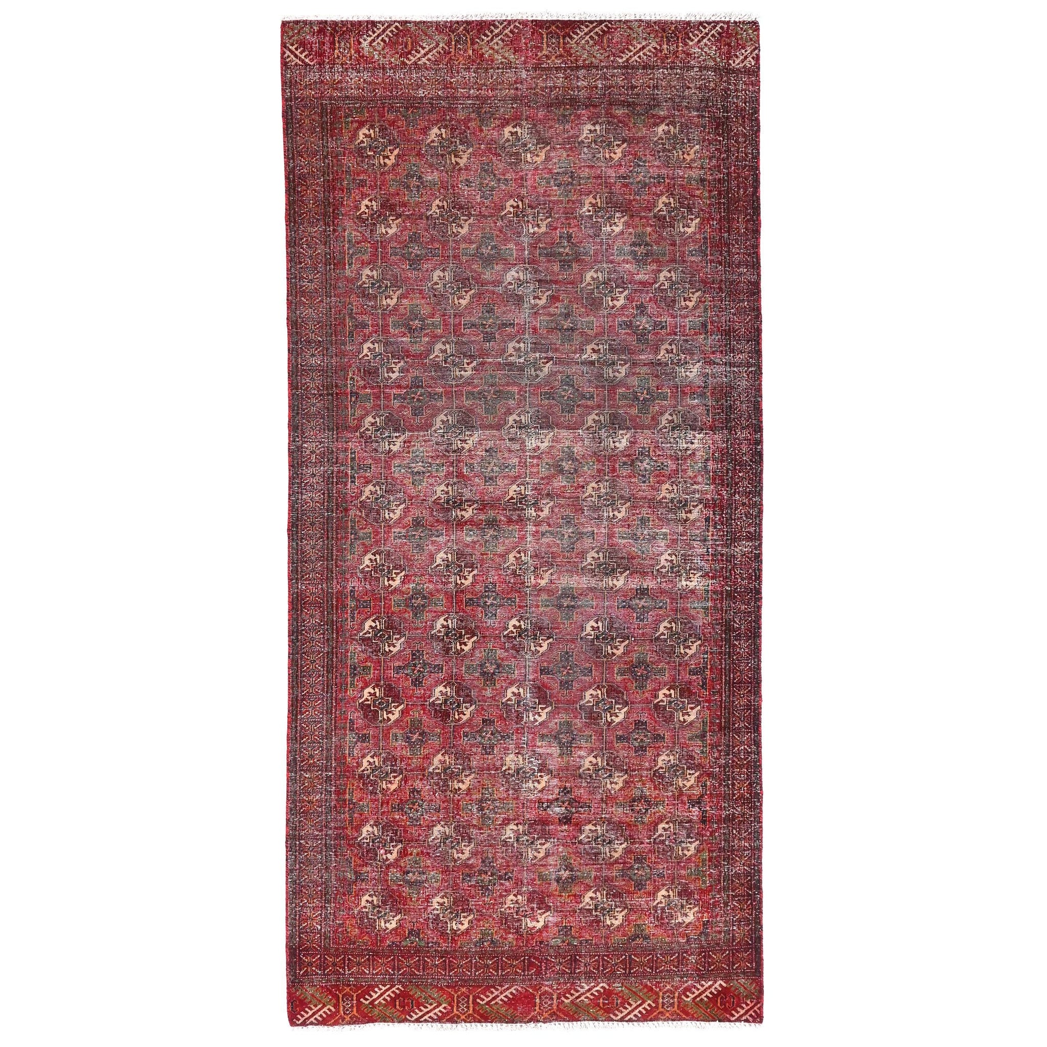 4x8 Handmade Turkish Vintage Tribal Rug | Rich Maroon Base with Gul Motifs | Boho Rug, Antique Anatolian Rug | SHR-719 | From 1980 |