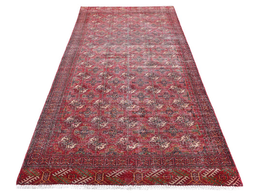4x8 Handmade Turkish Vintage Tribal Rug | Rich Maroon Base with Gul Motifs | Boho Rug, Antique Anatolian Rug | SHR-719 | From 1980 |