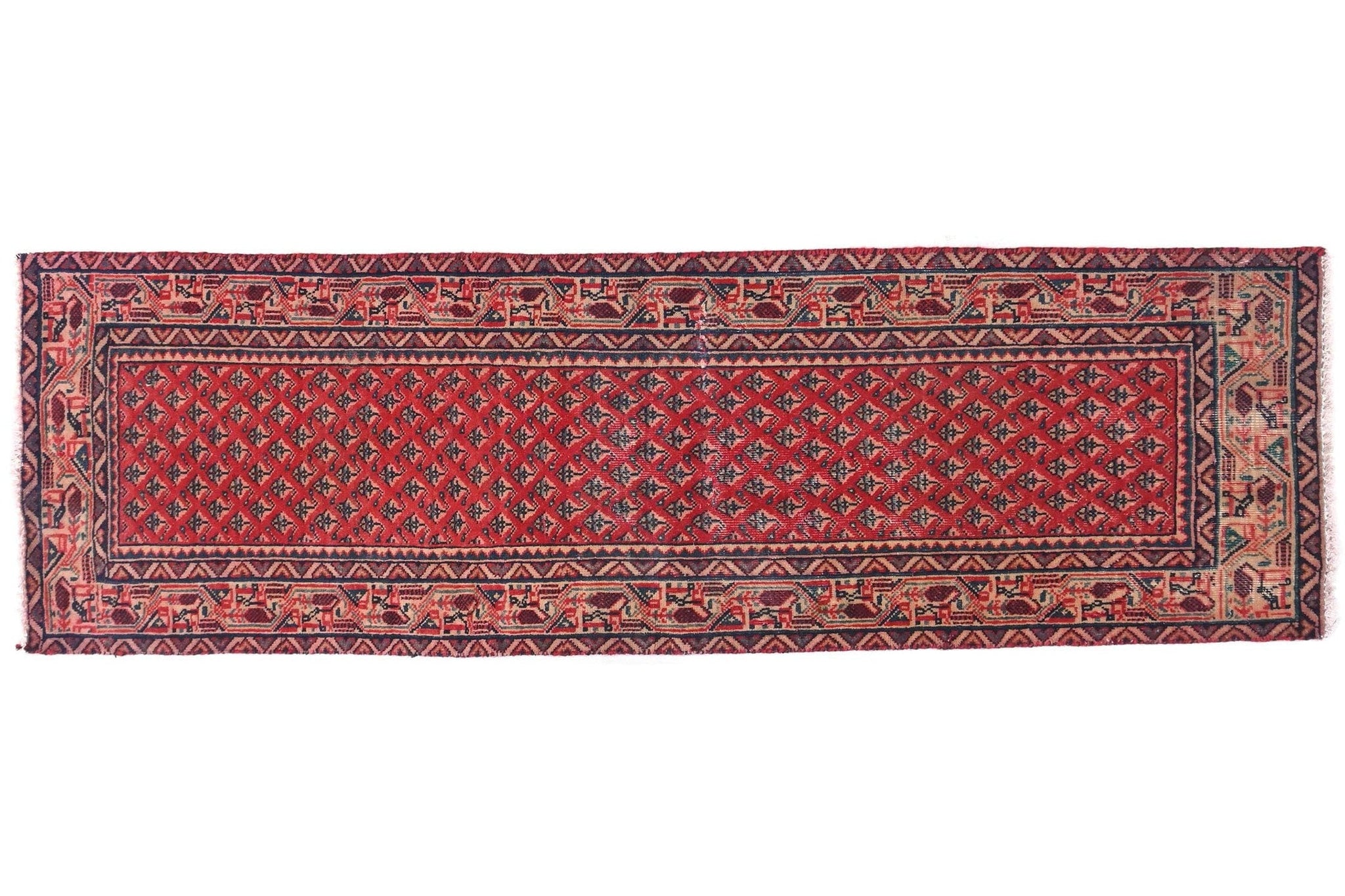 2x5 Handmade Turkish Vintage Tribal Rug | Repeated Geometric Blooms  | Boho Rug, Antique Anatolian Rug | SHR-709 | From 1980 | SHR709