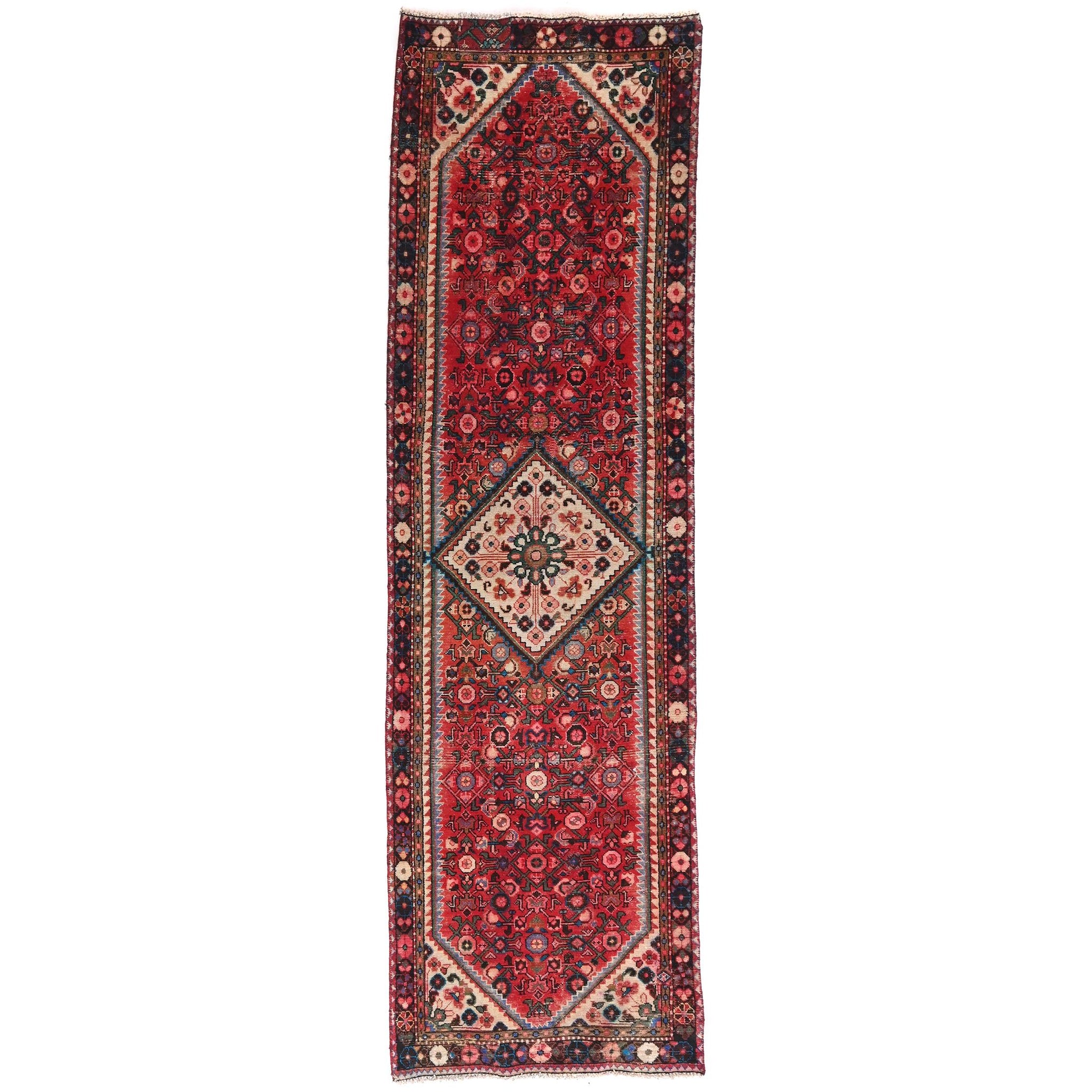 3x10 Handmade Turkish Vintage Tribal Rug | Floral Diamond Medallion | Boho Rug, Antique Anatolian Rug | SHR-701 | From 1980 |