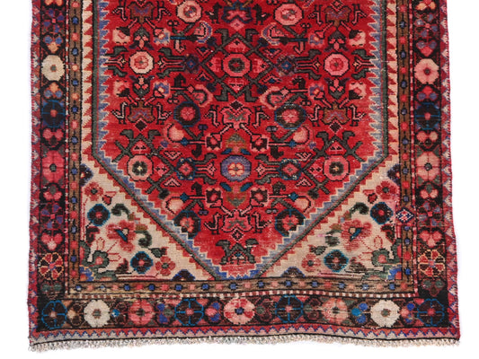 3x10 Handmade Turkish Vintage Tribal Rug | Floral Diamond Medallion | Boho Rug, Antique Anatolian Rug | SHR-701 | From 1980 |