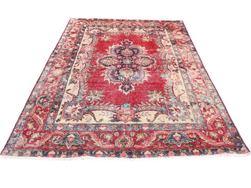 4X6 Handmade Vintage Turkish Accent Rug – Floral Red – SHR429