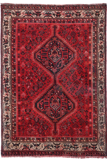 5X6 Handmade Vintage Turkish Area Rug – Geometric Red