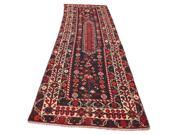 3x10 Handmade Turkish Vintage Tribal Rug | Floral-Embroidered Black Field With Red Stripes | Boho Rug, Anatolian Rug | SHR612 | From 1970
