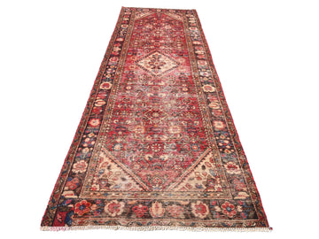 3X10 Handmade Vintage Turkish Runner Rug – Red Floral – SHR613