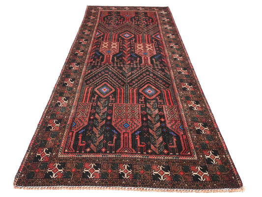 4x9 Handmade Turkish Vintage Tribal Rug | Dark Field With Camel & Geometric Emblems | Boho Rug, Anatolian Rug | SHR614 | From 1970