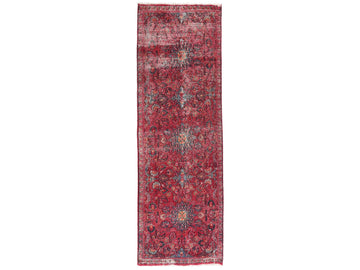 3x10 Handmade Turkish Vintage Tribal Rug | Faded Floral Field in Raspberry Red | Boho Rug, Antique Anatolian Rug | SHR-696 | From 1980 |