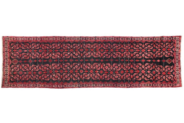 4x12 Handmade Turkish Vintage Tribal Rug | Jet Black Field with Floral Patterns | Boho Rug, Antique Anatolian Rug | SHR-694 | From 1980 |