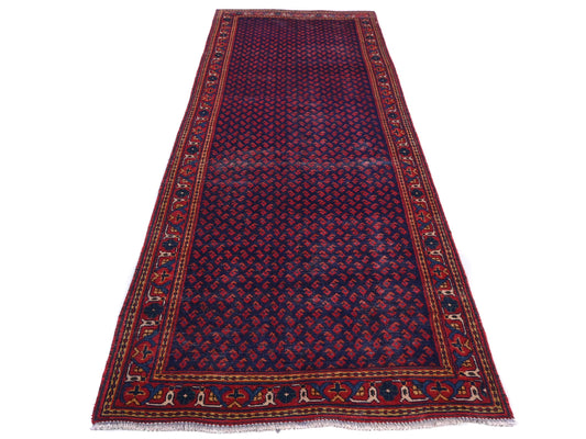 3x10 Handmade Turkish Vintage Tribal Rug | Deep Indigo Field with Tiny Florals | Boho Rug, Antique Anatolian Rug  | SHR-693 | From 1980 |