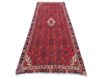 3x9 Handmade Turkish Vintage Tribal Rug | Faded Red Field with Diamond Medallions | Boho Rug, Antique Anatolian Rug  | SHR-690 | From 1980 |
