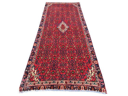 3x9 Handmade Turkish Vintage Tribal Rug | Faded Red Field with Diamond Medallions | Boho Rug, Antique Anatolian Rug  | SHR-690 | From 1980 |