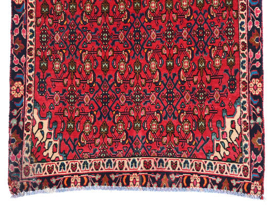 3x9 Handmade Turkish Vintage Tribal Rug | Faded Red Field with Diamond Medallions | Boho Rug, Antique Anatolian Rug  | SHR-690 | From 1980 |