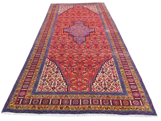 4x10 Handmade Turkish Vintage Tribal Rug | Rust Field with Purple Center Medallion | Boho Rug, Antique Anatolian Rug | SHR-688 | From 1980 |