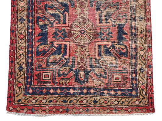 3x10 Handmade Turkish Vintage Tribal Rug | Faded Medallions on a Earthy Red Field | Boho Rug, Antique Anatolian Rug | SHR-686 | From 1980 |