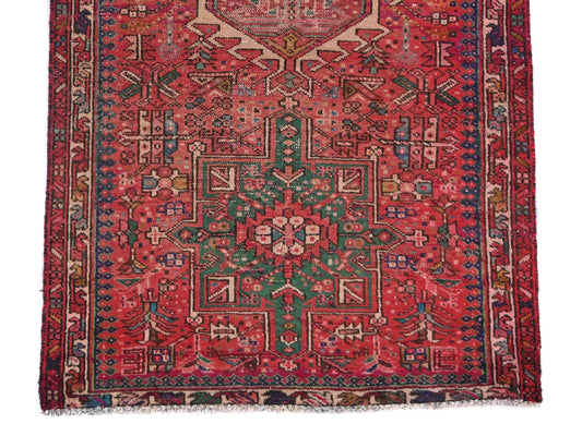 3x9 Handmade Turkish Vintage Tribal Rug | Hexagonal Medallion with Red Accents | Boho Rug, Antique Anatolian Rug | SHR-682 | From 1980 |