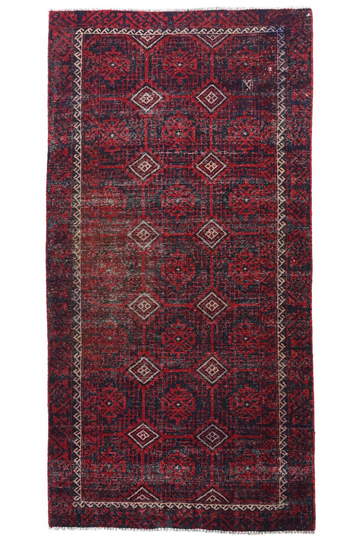 4X9 Handmade Vintage Turkish Area Rug – Polka Dot Red