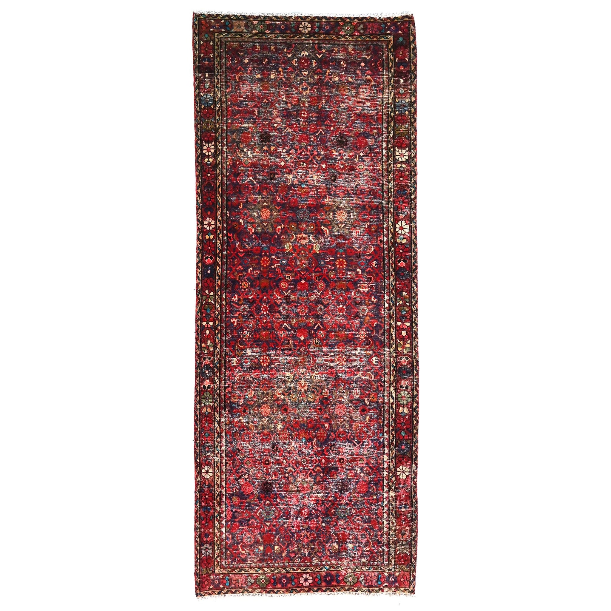 3x10 Handmade Turkish Vintage Tribal Rug | Floral Medallion Pattern on Faded Field | Boho Rug, Antique Anatolian Rug | SHR-677 | From 1980