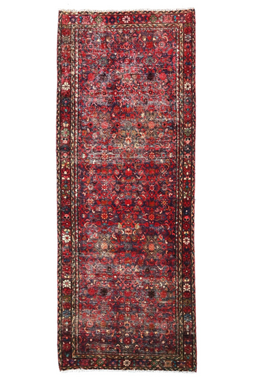 3X10 Handmade Vintage Turkish Runner Rug – Abstract Red