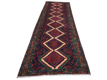 3x11 Handmade Turkish Vintage Tribal Rug | Diamond Red Field With Deep Navy Borders | Boho Rug, Anatolian Rug | SHR616 | From 1970