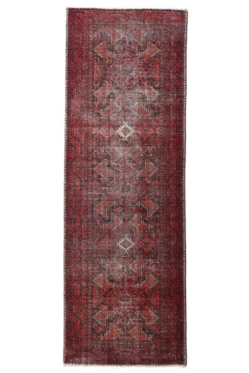 3X11 Handmade Vintage Turkish Runner Rug – Geometric Red