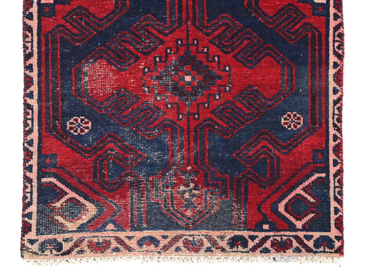 2x10 Handmade Turkish Vintage Tribal Rug | Rare Circular Hexagon Medallions On Indigo Field | Boho Rug, Anatolian Rug | SHR618 | From 1970