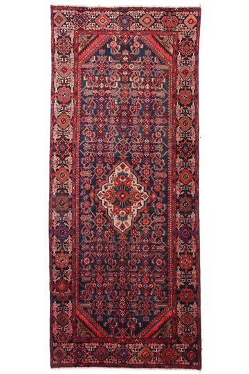 Vintage Hand Knotted Turkish Wool Rug – Floral Red Area
