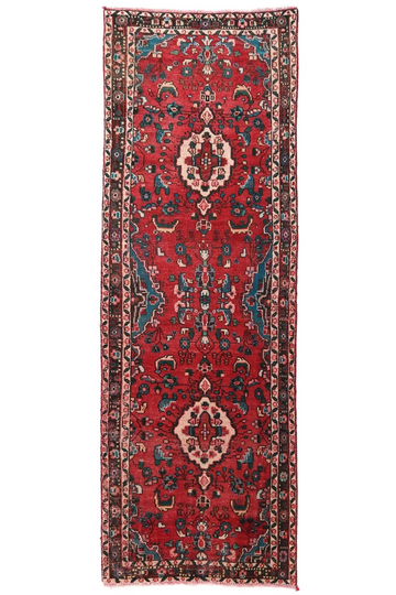 3X9 Handmade Vintage Turkish Runner Rug – Floral Red