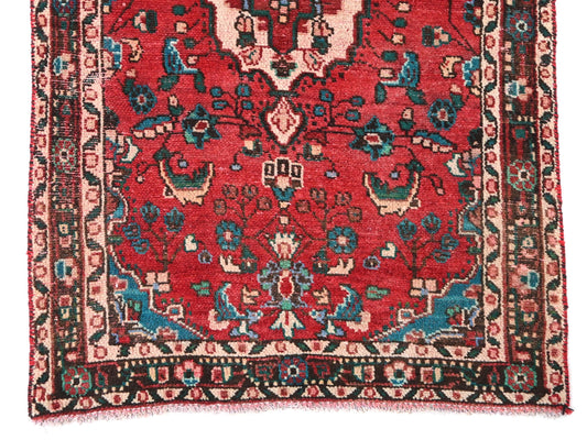 3x9 Handmade Turkish Vintage Tribal Rug | Floral Medallions On Red Field | Boho Rug, Anatolian Rug | SHR621 | From 1970