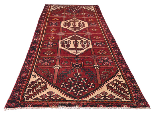 4x9 Handmade Turkish Vintage Tribal Rug | Geometric Diamond Stack In Rust & Cream | Boho Rug, Anatolian Rug | SHR623 | From 1970