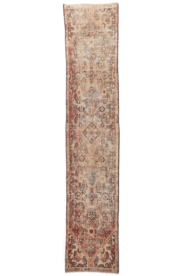 2X8 Handmade Vintage Turkish Runner Rug – Geometric Beige
