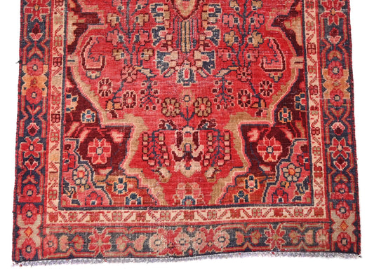 3x10 Handmade Turkish Vintage Tribal Rug | Faded Floral Medallions On Raspberry Red | Boho Rug, Anatolian Rug | SHR630 | From 1970