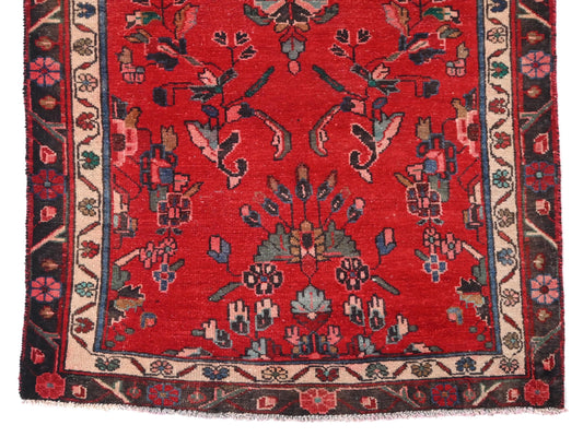 3x10 Handmade Turkish Vintage Tribal Rug | Red Field With Black-Framed Center Medallions | Boho Rug, Anatolian Rug | SHR632 | From 1970