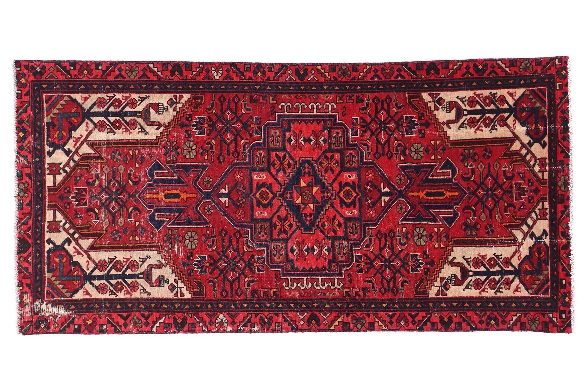 3x6 Handmade Turkish Vintage Tribal Rug | Star Medallion with Crisp Geometric Borders | Boho Rug, Antique Anatolian Rug | SHR473 | From 1970
