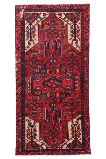 3X6 Handmade Vintage Turkish Runner Rug – Geometric Red