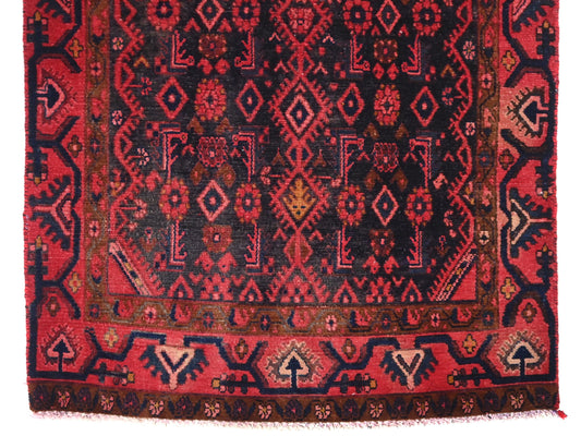 3x9 Handmade Turkish Vintage Tribal Rug | Geometric Red Field With Diamond Flowers | Boho Rug, Anatolian Rug | SHR636 | From 1970