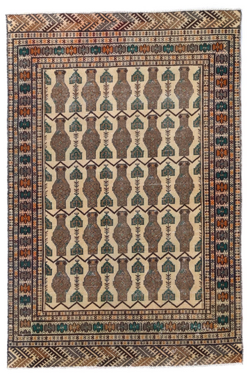 4X6 Handmade Vintage Turkish Accent Rug – Abstract Green