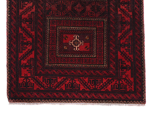 3x6 Handmade Turkish Vintage Tribal Rug | Deep Crimson Geometric Sanctuary | Boho Rug, Antique Anatolian Rug | SHR475 | From 1970