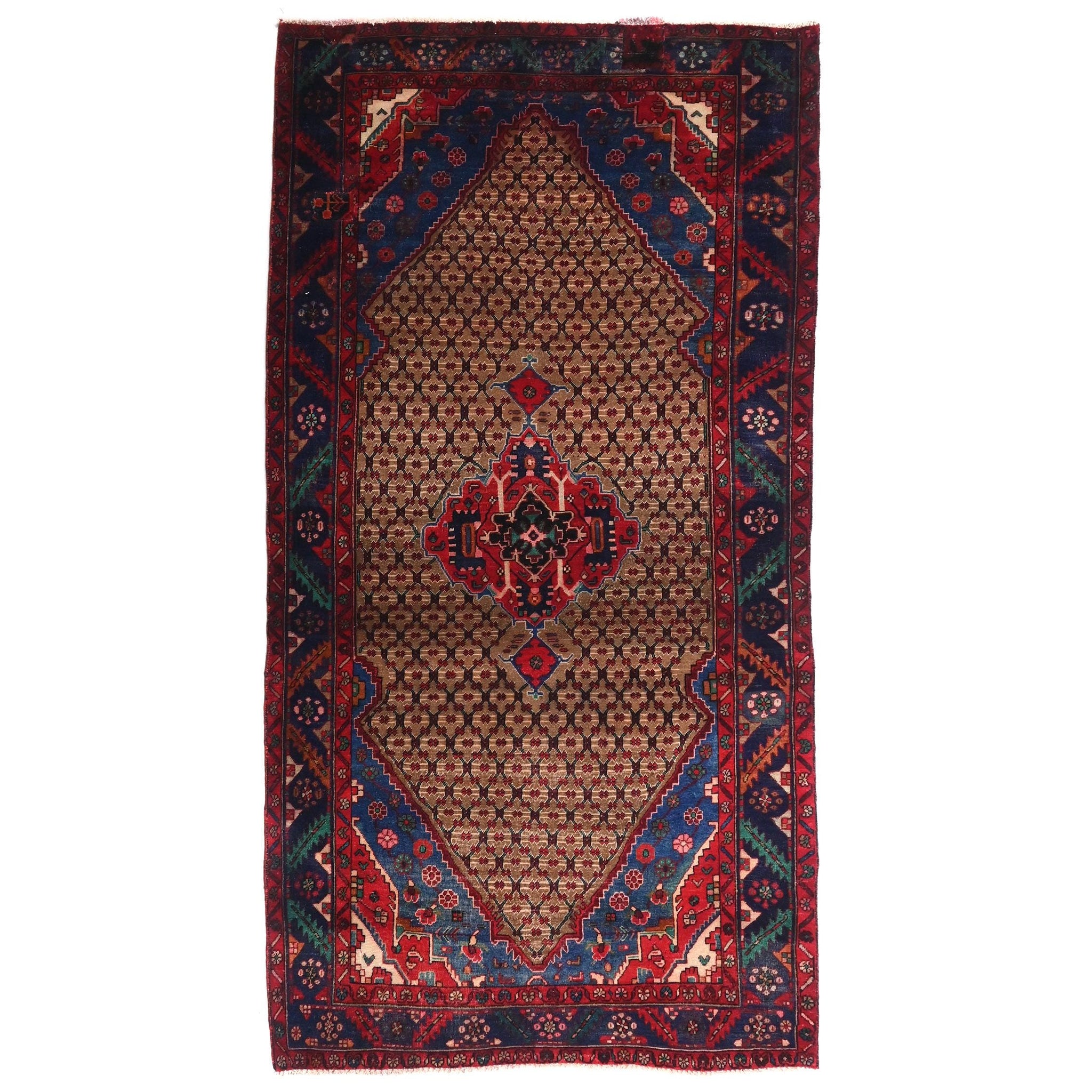 5x9 Handmade Turkish Vintage Tribal Rug | Diamond Centred Medallion On Deep Earthy Field | Boho Rug, Anatolian Rug | SHR639 | From 1970