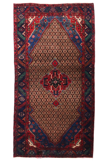 5X9 Handmade Vintage Turkish Area Rug – Geometric Brown