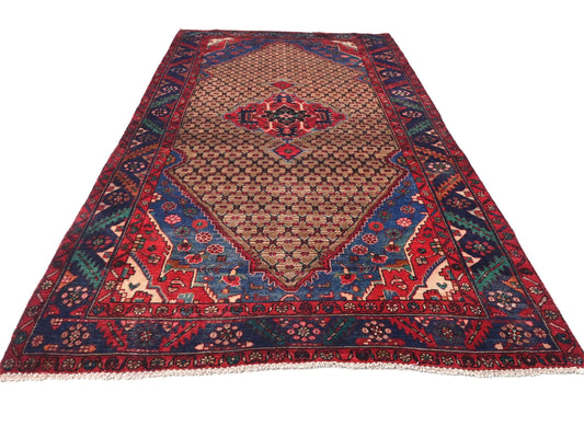 5x9 Handmade Turkish Vintage Tribal Rug | Diamond Centred Medallion On Deep Earthy Field | Boho Rug, Anatolian Rug | SHR639 | From 1970